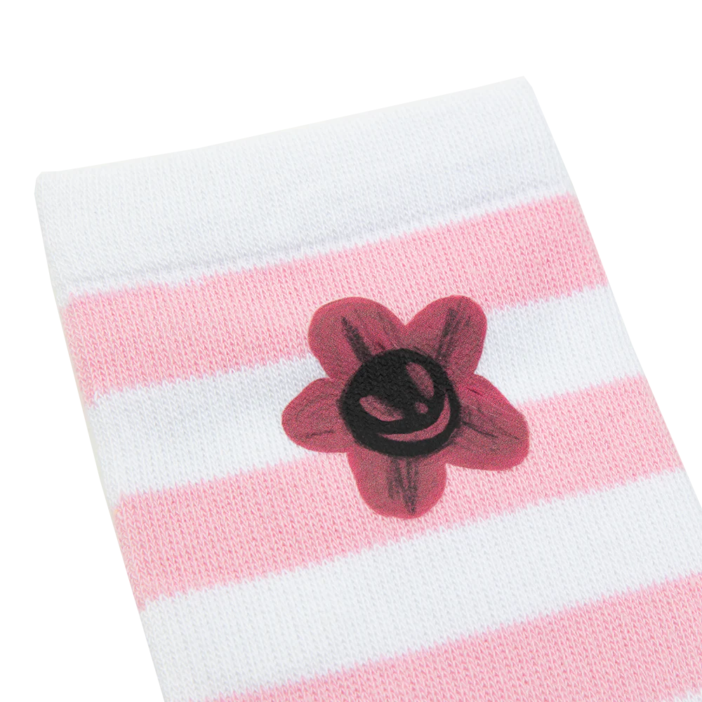 Striped White/Pink Crew Socks (High Socks) - Image 3