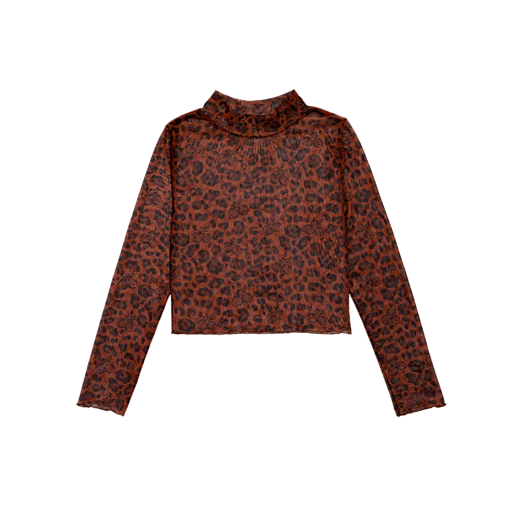 Tropicoqueta Animal Print Mesh Top